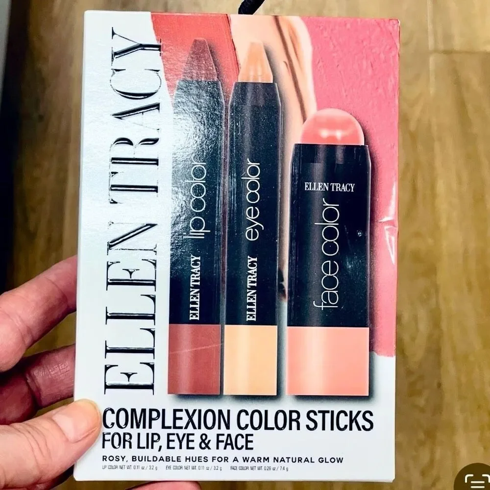 NWT ELLEN TRACY COMPLEXION COLOR STICKS FOR LIP EYE FACE FOR A WARM NATURAL GLOW